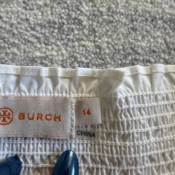 Tory Burch Floral Embroidered Off-Shoulder White Top, Size 14 - Picture 5 of 7